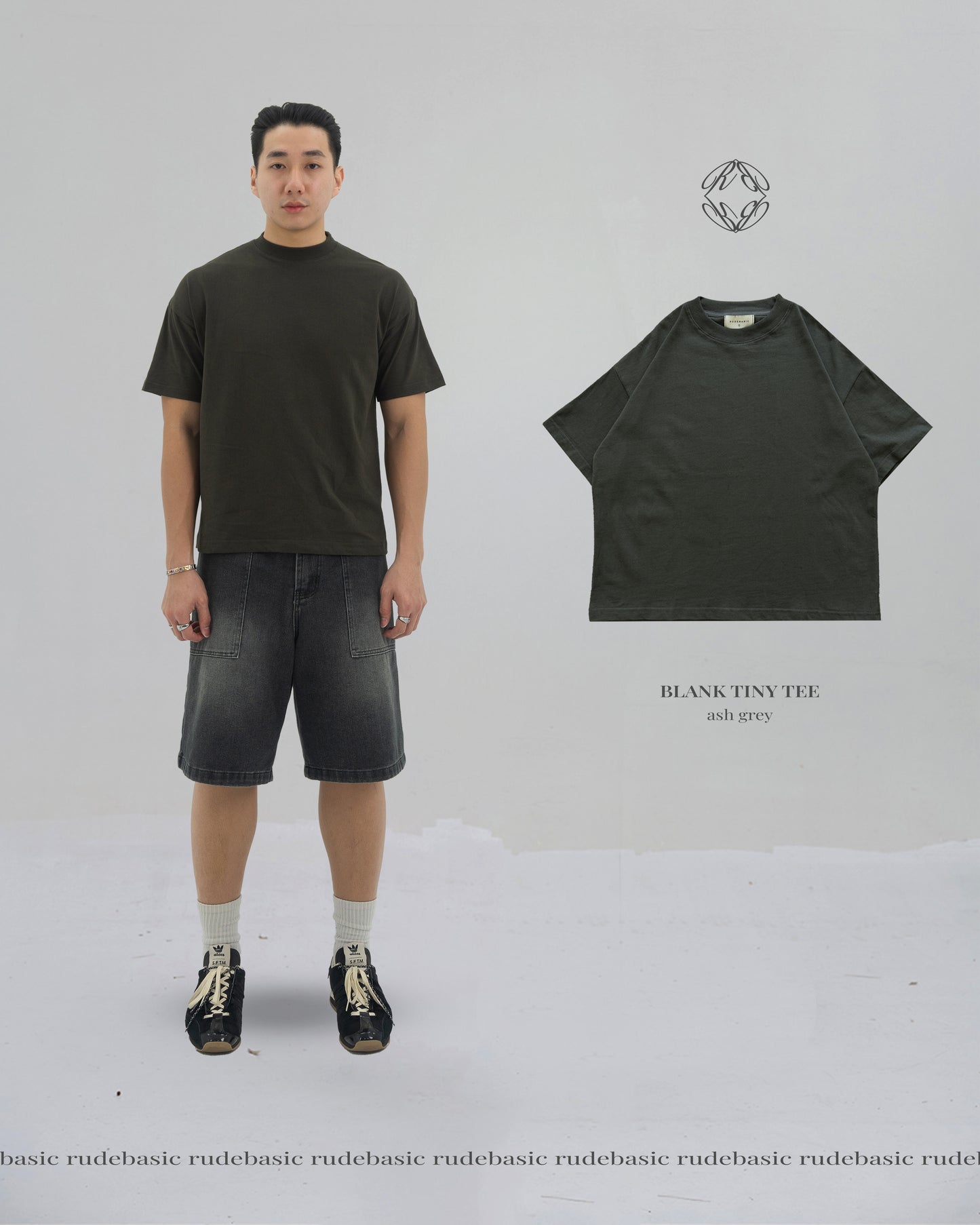RUDEBASIC - Blank Tiny Tee | Heavy weight | Black, Broken White, Ashgrey, Brown