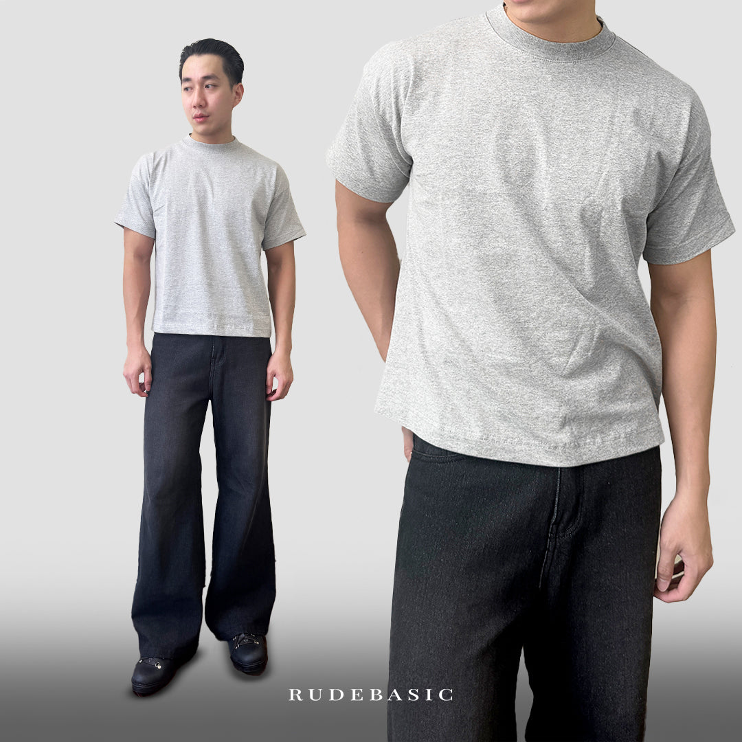 RUDEBASIC - Blank Tiny Tee | Heavy weight | Black, Broken White, Ashgrey, Brown