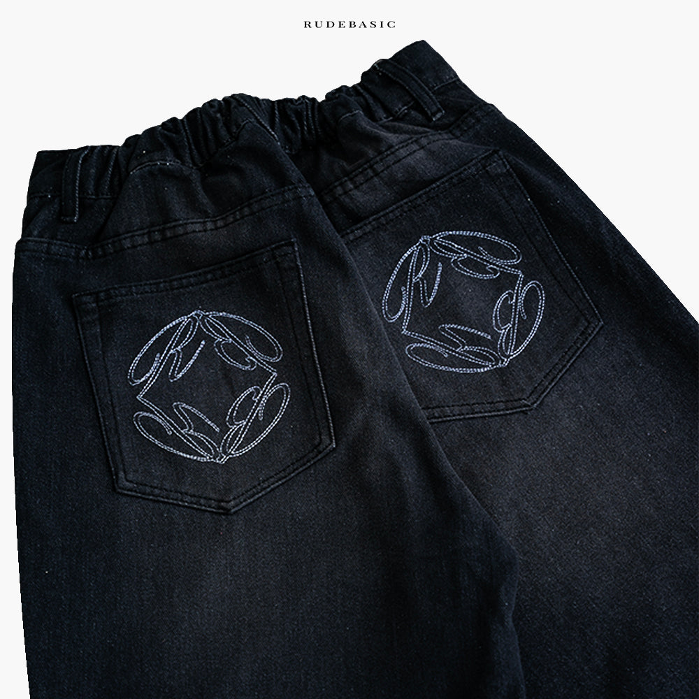 RUDEBASIC - Monogram Semi Flare Jeans | UNISEX