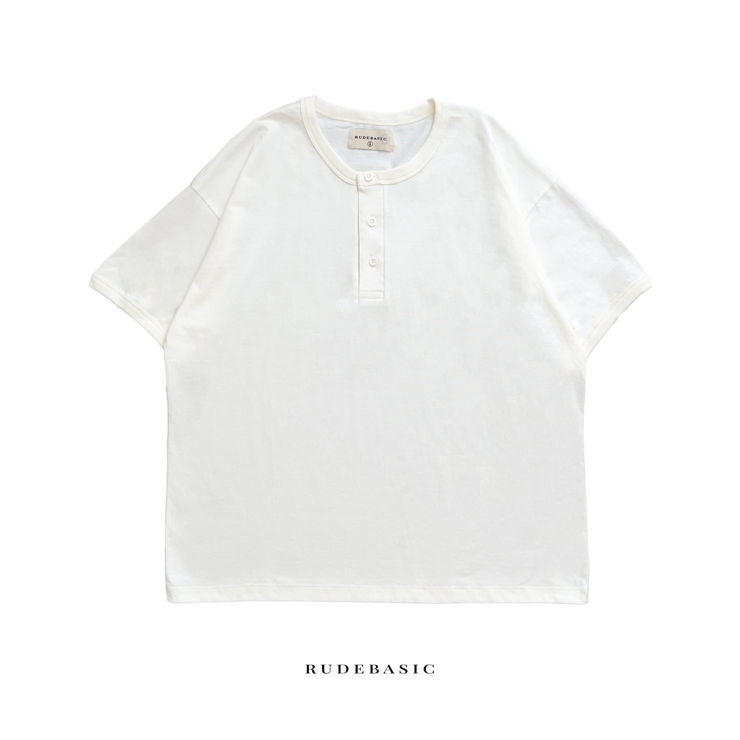 RUDEBASIC - Dennys Longsleeve Henley | Light weight cotton | henley pria | henley putih