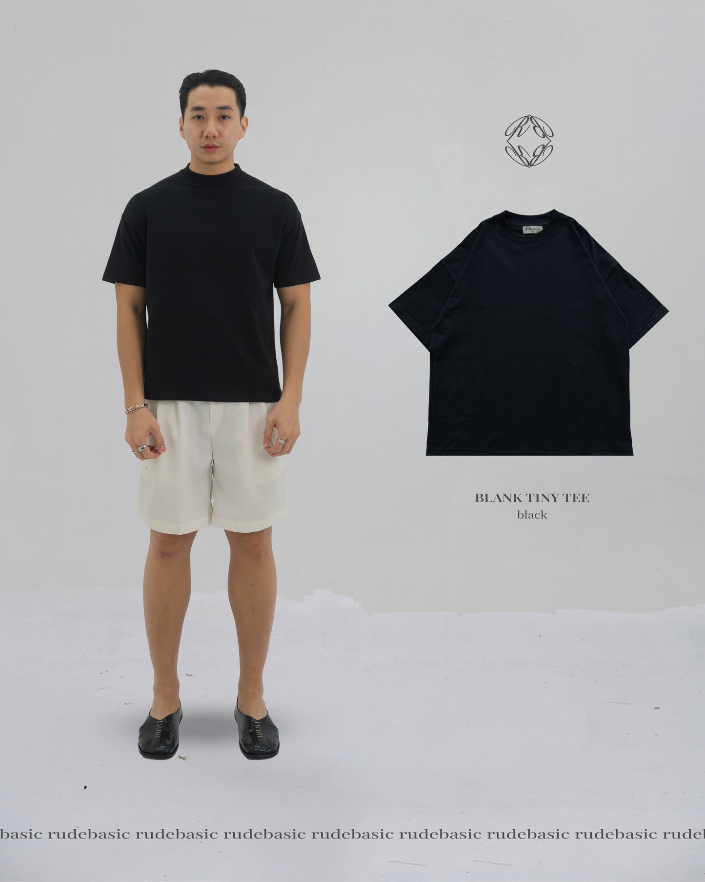 RUDEBASIC - Blank Tiny Tee | Heavy weight | Black, Broken White, Ashgrey, Brown