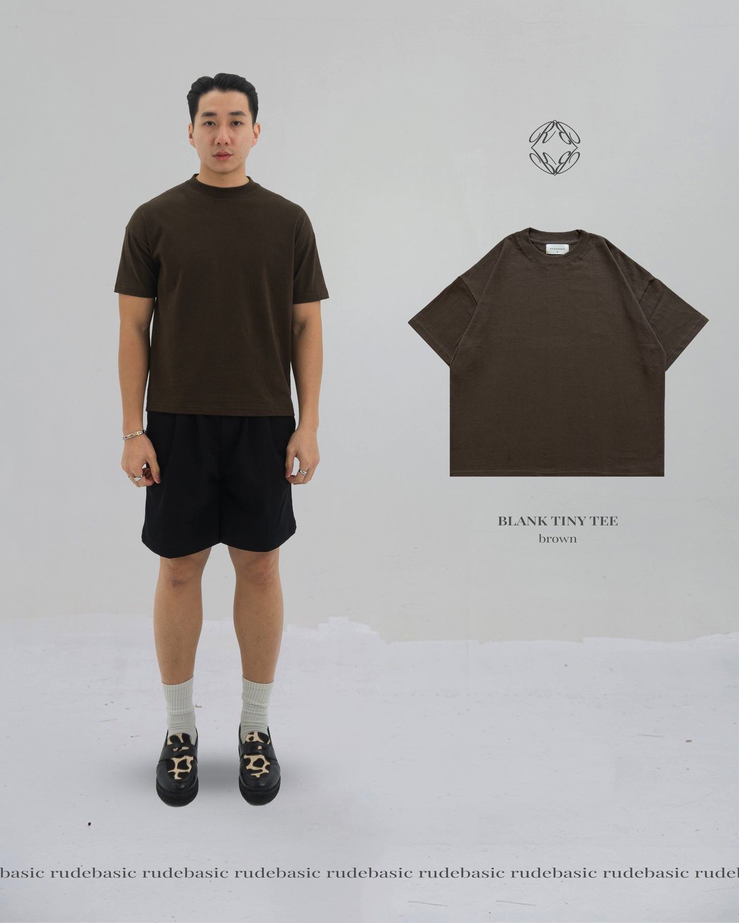 RUDEBASIC - Blank Tiny Tee | Heavy weight | Black, Broken White, Ashgrey, Brown