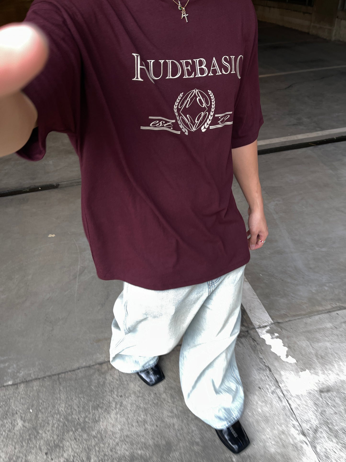 RUDEBASIC - Uni Burgundy Oversized Tee | Heavy weight