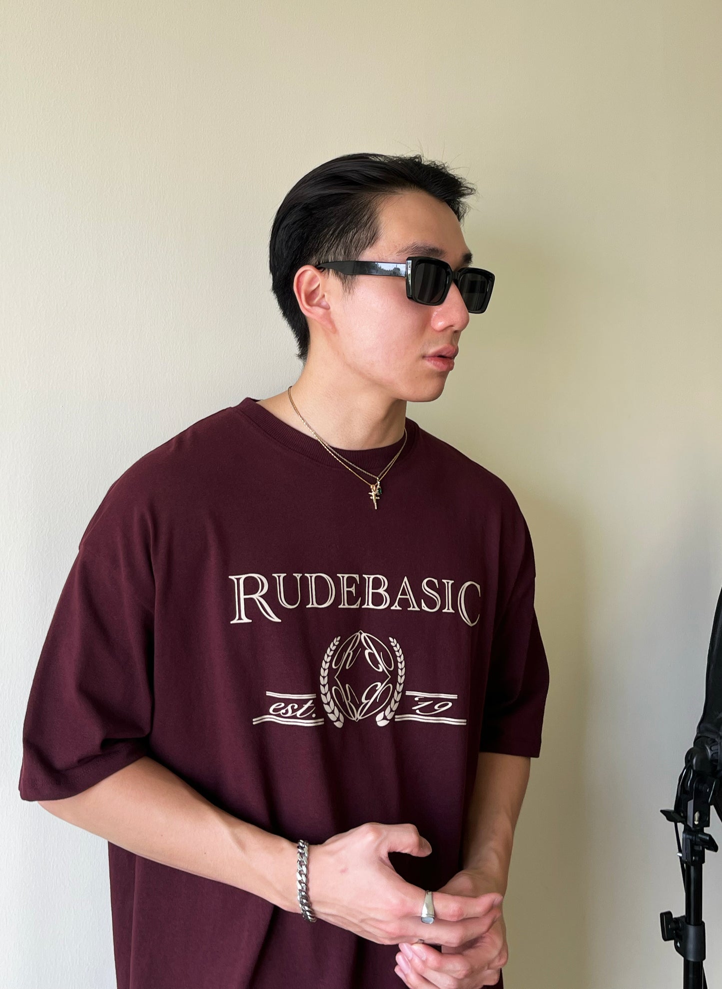 RUDEBASIC - Uni Burgundy Oversized Tee | Heavy weight