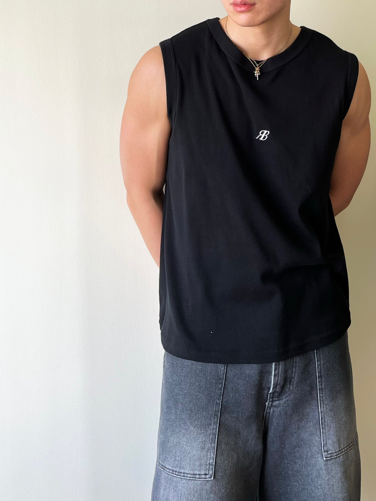 RUDEBASIC - Fitted Arm RB Tank (MAN)| Premium Thick Cotton Material Stretchy