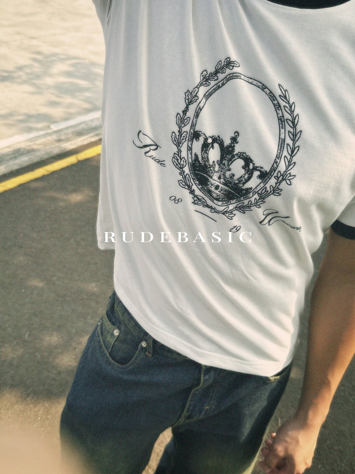 RUDEBASIC - Ringer Uni Tiny Tee | Heavy weight | Kaos ringer | kaos pria