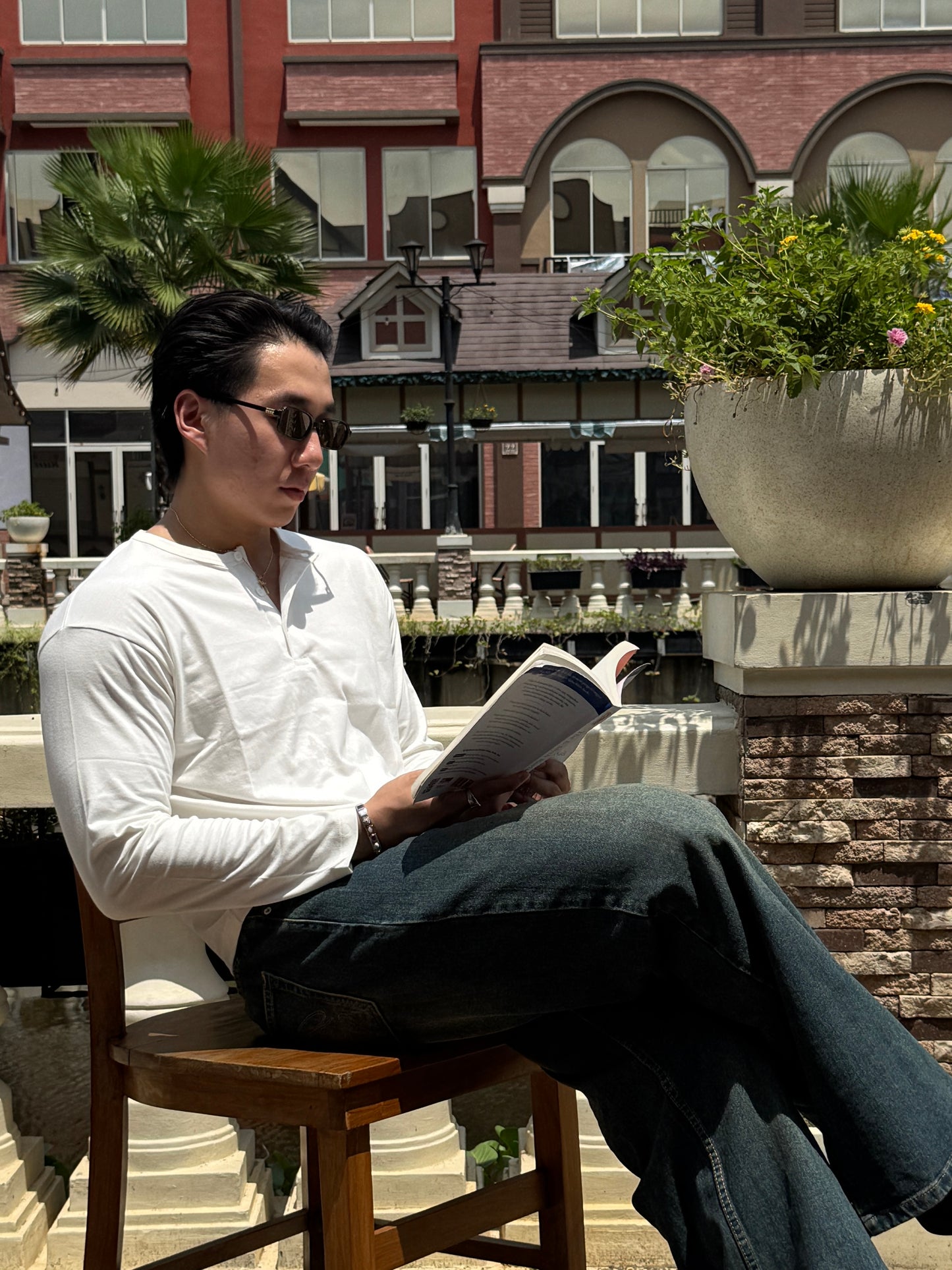 RUDEBASIC - Harvei Longsleeve Henley | Light weight cotton | henley pria | henley putih