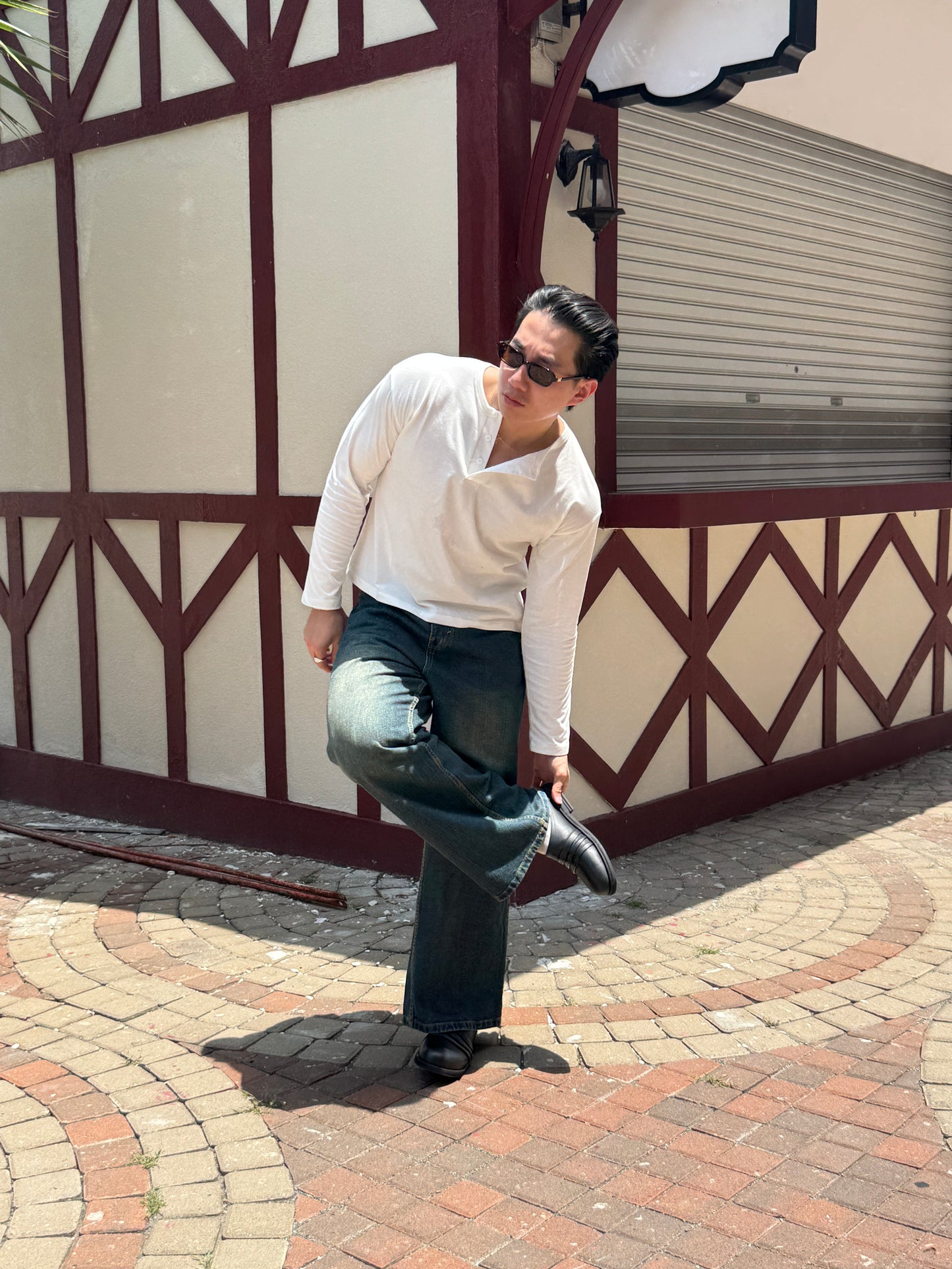 RUDEBASIC - Harvei Longsleeve Henley | Light weight cotton | henley pria | henley putih