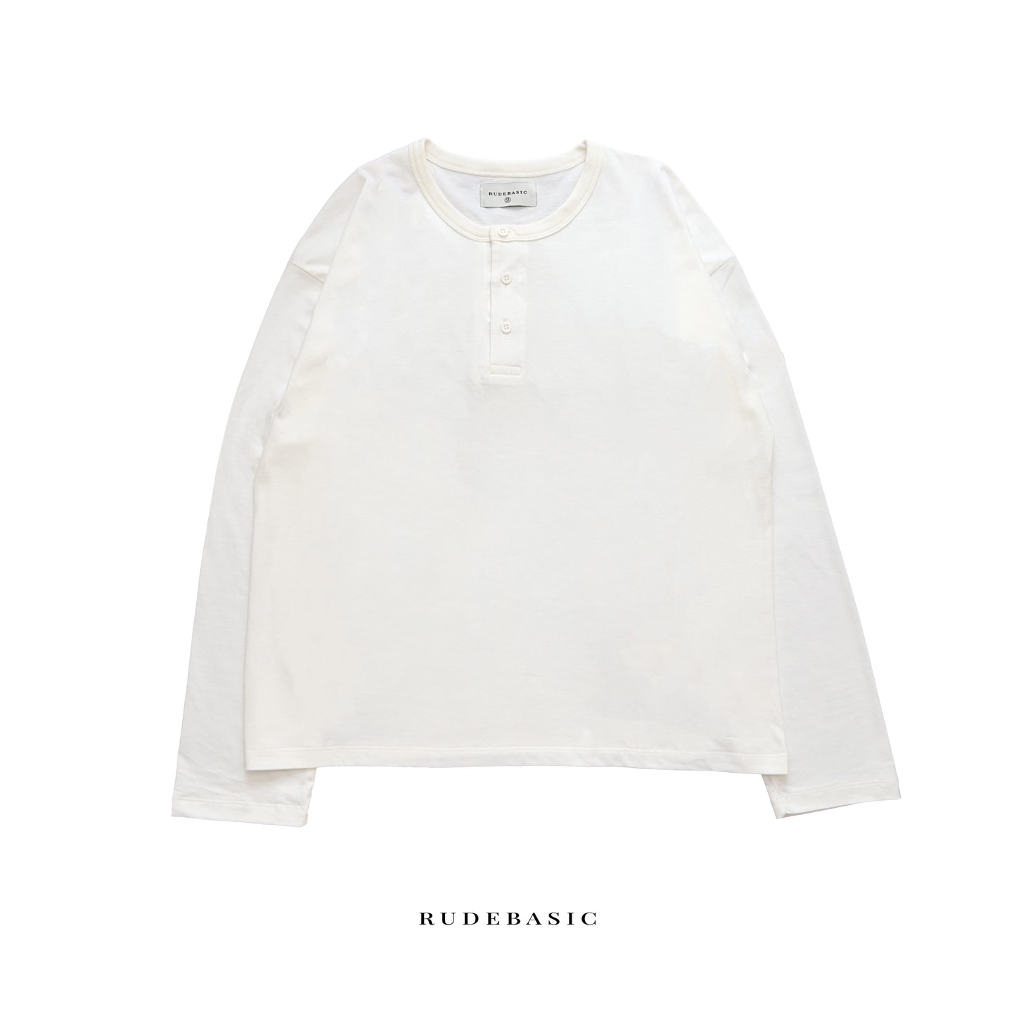 RUDEBASIC - Harvei Longsleeve Henley | Light weight cotton | henley pria | henley putih