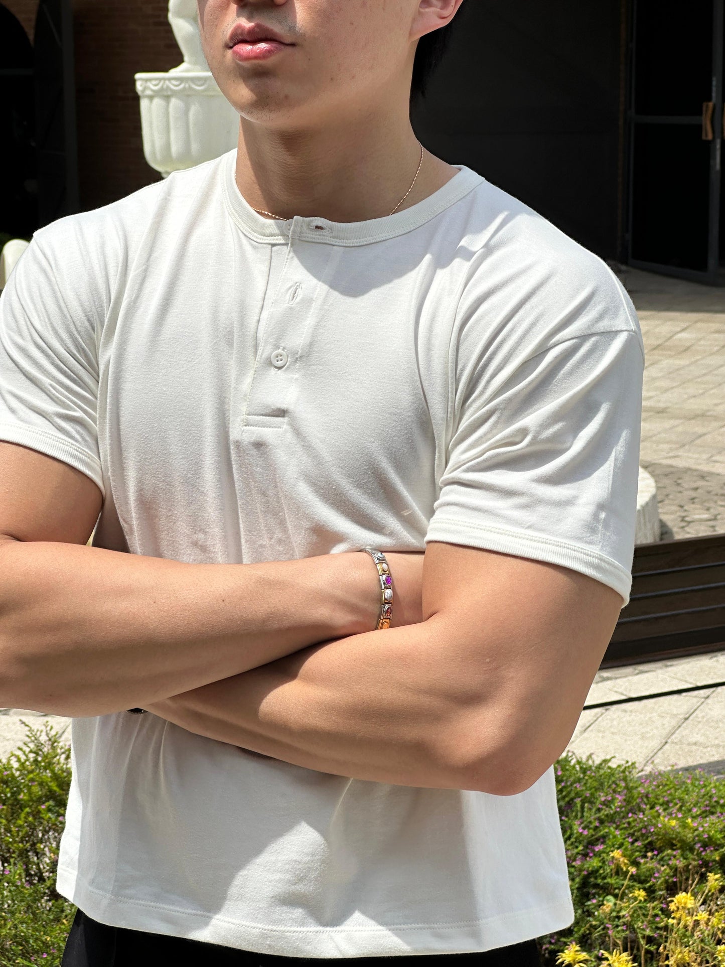 RUDEBASIC - Dennys Longsleeve Henley | Light weight cotton | henley pria | henley putih