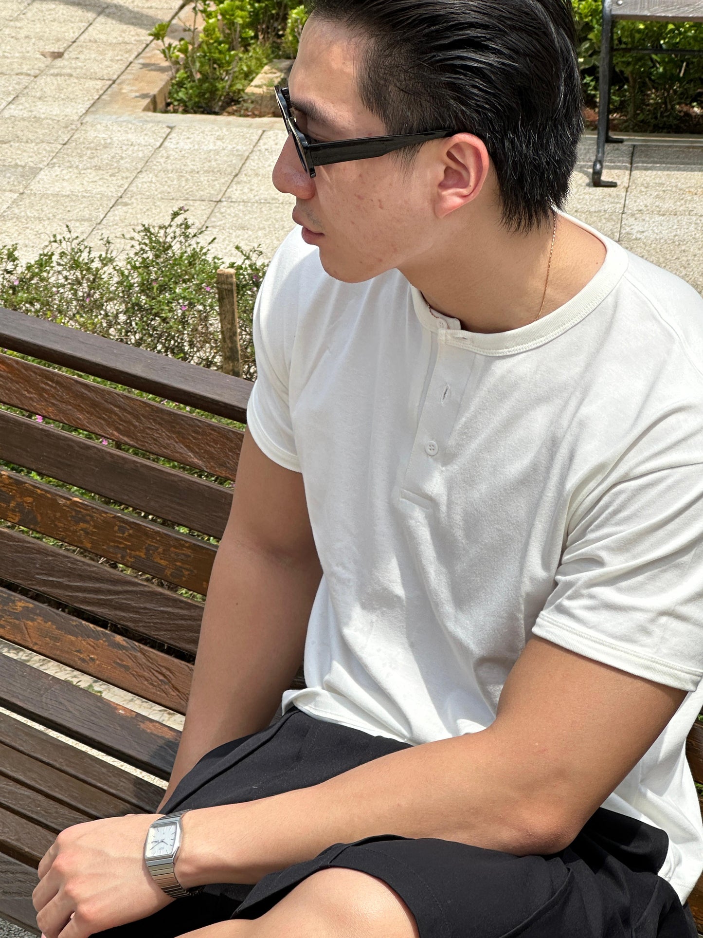 RUDEBASIC - Dennys Longsleeve Henley | Light weight cotton | henley pria | henley putih