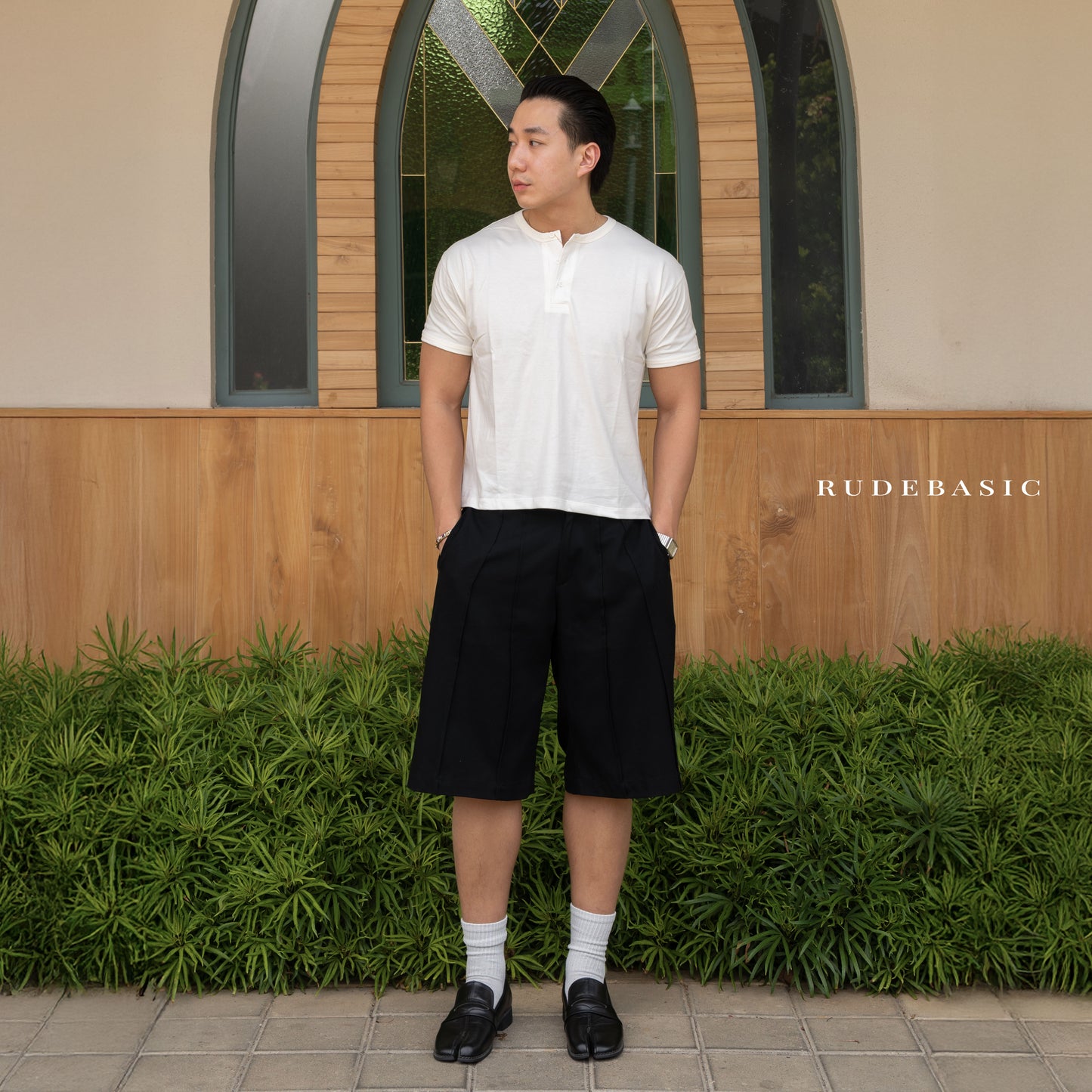 RUDEBASIC - Dennys Longsleeve Henley | Light weight cotton | henley pria | henley putih