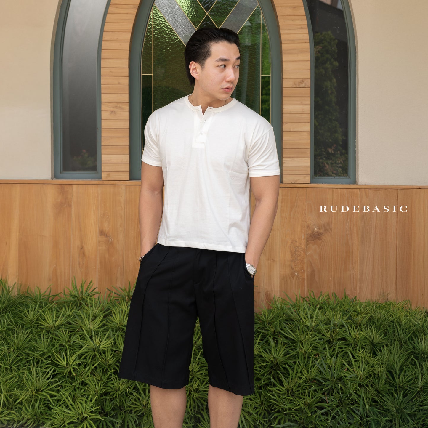 RUDEBASIC - Dennys Longsleeve Henley | Light weight cotton | henley pria | henley putih