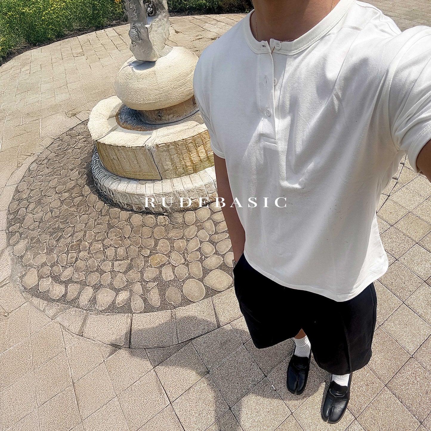 RUDEBASIC - Dennys Longsleeve Henley | Light weight cotton | henley pria | henley putih