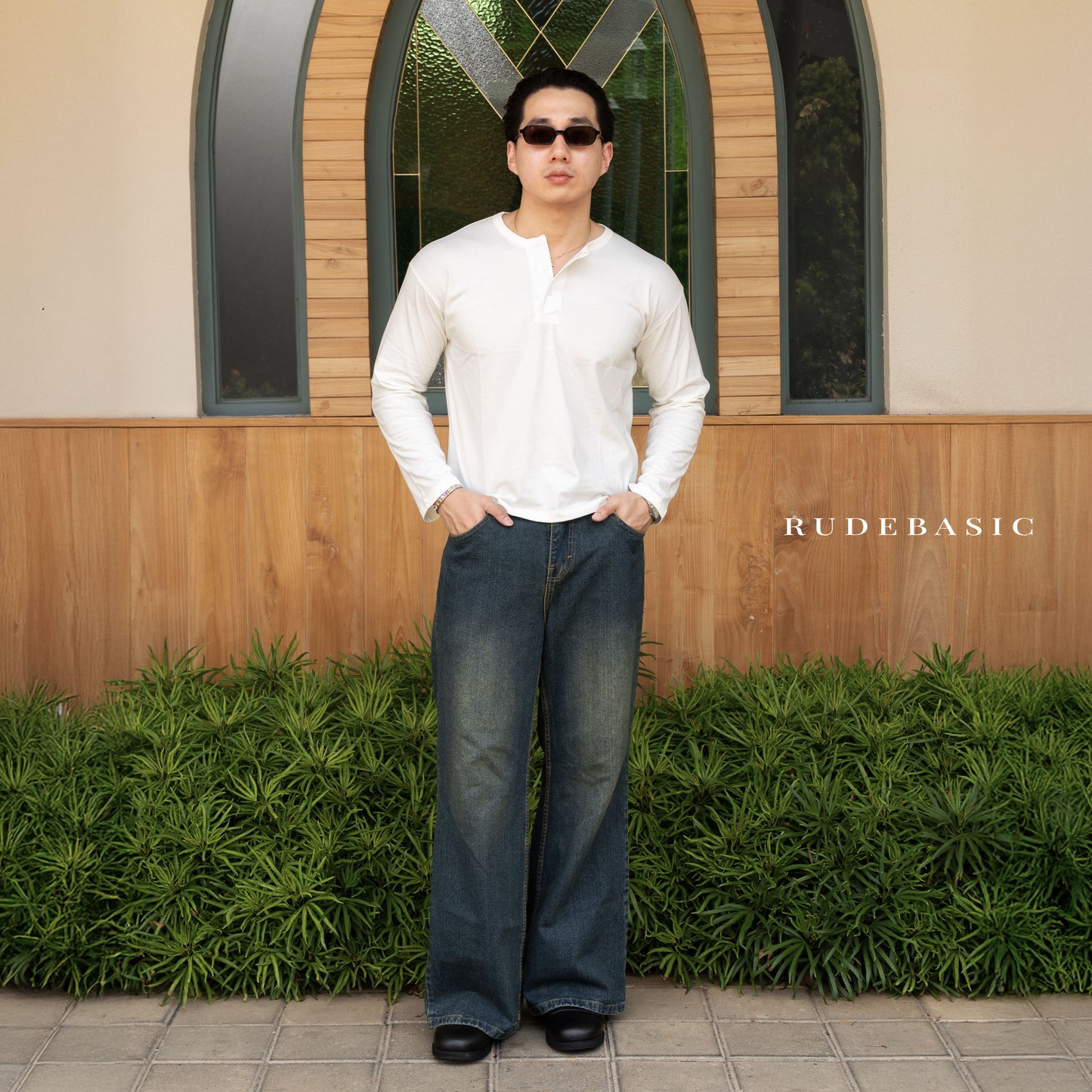 RUDEBASIC - Harvei Longsleeve Henley | Light weight cotton | henley pria | henley putih