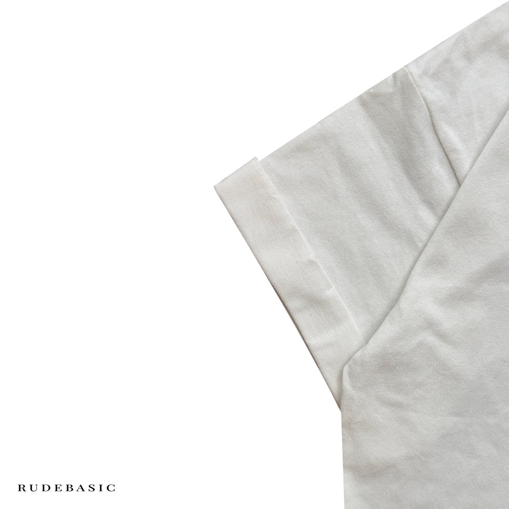 RUDEBASIC - Roll Up Blank Tiny Tee | Heavy weight | Black, Broken White,Misty