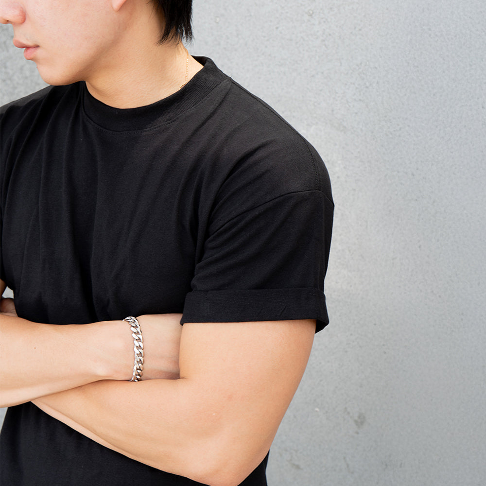 RUDEBASIC - Roll Up Blank Tiny Tee | Heavy weight | Black, Broken White,Misty