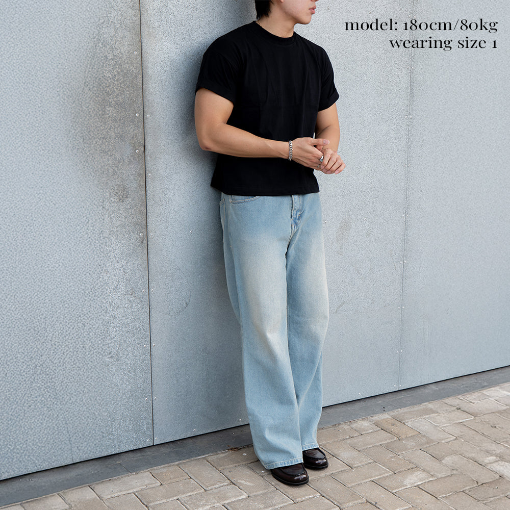 RUDEBASIC - Roll Up Blank Tiny Tee | Heavy weight | Black, Broken White,Misty