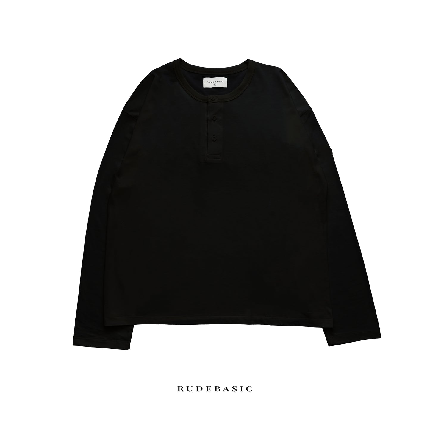 RUDEBASIC - Black Harvei Longsleeve Henley | Light weight cotton | henley pria | henley putih