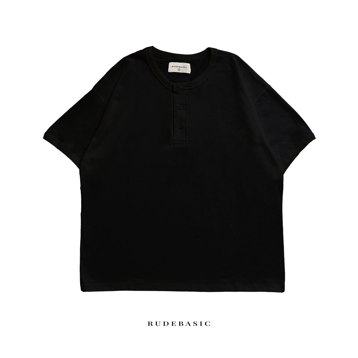 RUDEBASIC - Black Dennys Short sleeve Henley | Light weight cotton | henley pria | henley putih