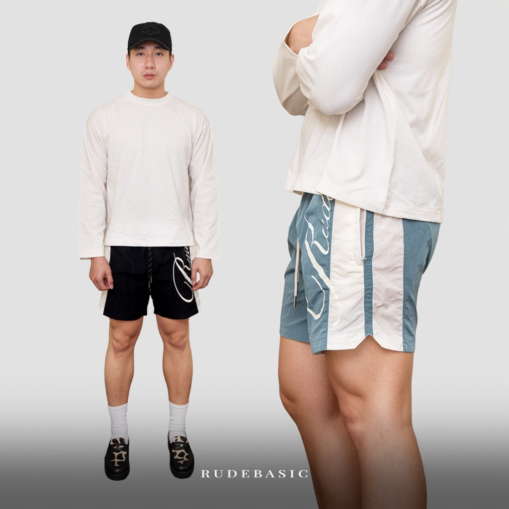 RUDEBASIC - Block Rude Parachute Shorts | Celana pendek | Celana Olahraga | Celana parasut | Celana unisex