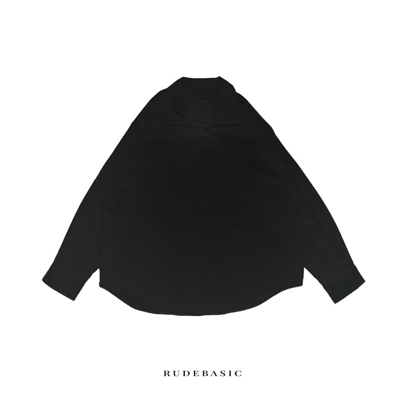 RUDEBASIC - Black Kwon Flat Collar Overshirt | UNISEX