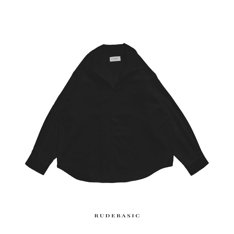 RUDEBASIC - Black Kwon Flat Collar Overshirt | UNISEX