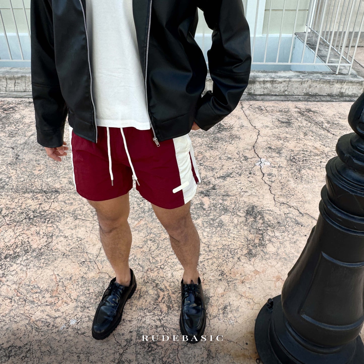 RUDEBASIC - Berry Block Rude Parachute | Unisex | Celana pria | Celana pendek | celana nylon | nylon shorts