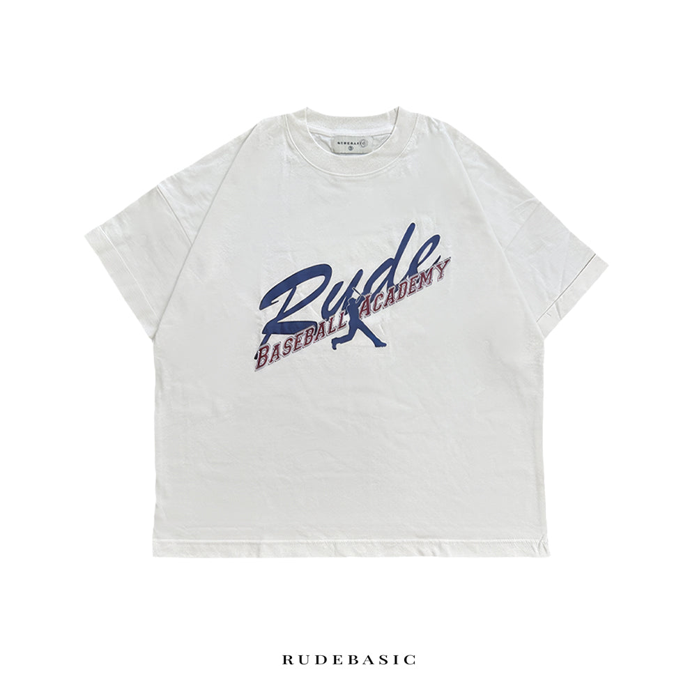 RUDEBASIC - B.White Baseball Roll up Tiny Tee | Unisex | Baju lengan gulung | tiny tee | fitted tee