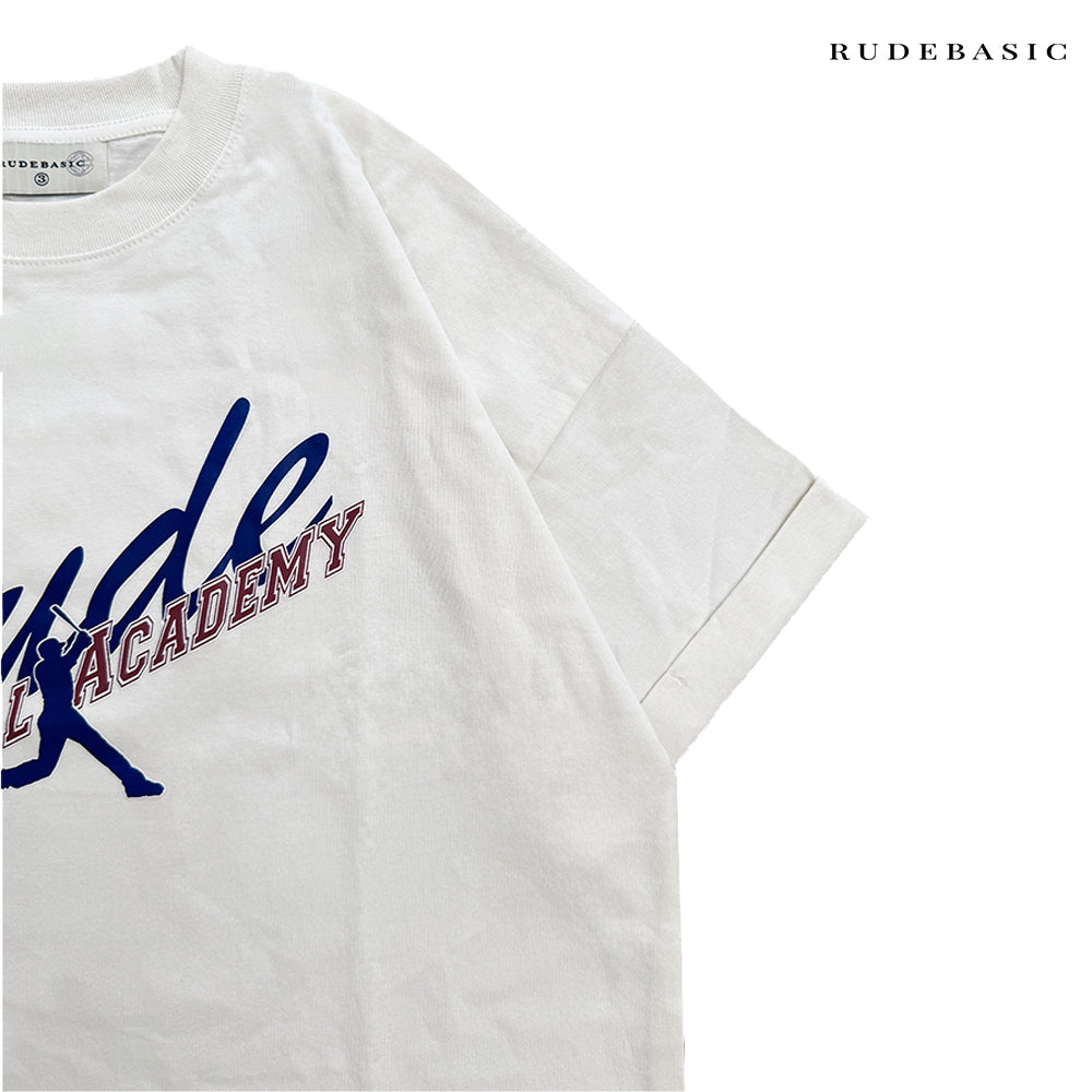 RUDEBASIC - B.White Baseball Roll up Tiny Tee | Unisex | Baju lengan gulung | tiny tee | fitted tee