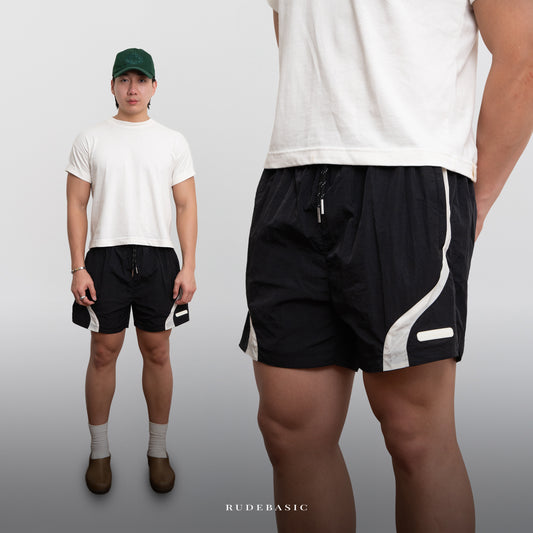 RUDEBASIC - Sline Parachute Pants | Nylon Crinkle | Unisex | Celana pendek | Celana olahraga | Celana gym