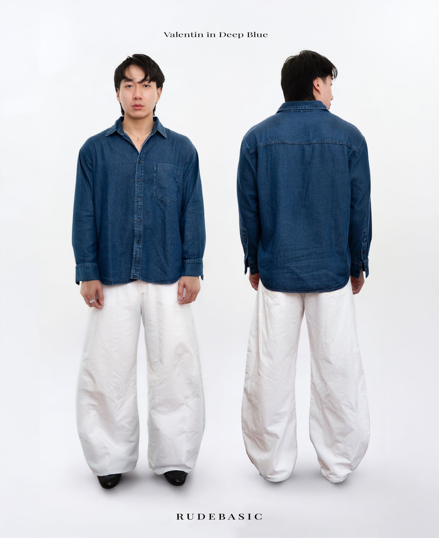 RUDEBASIC - Valentin Denim Overshirt | Cotton Denim | Kemeja denim | Kemeja jeans | Kemeja unisex