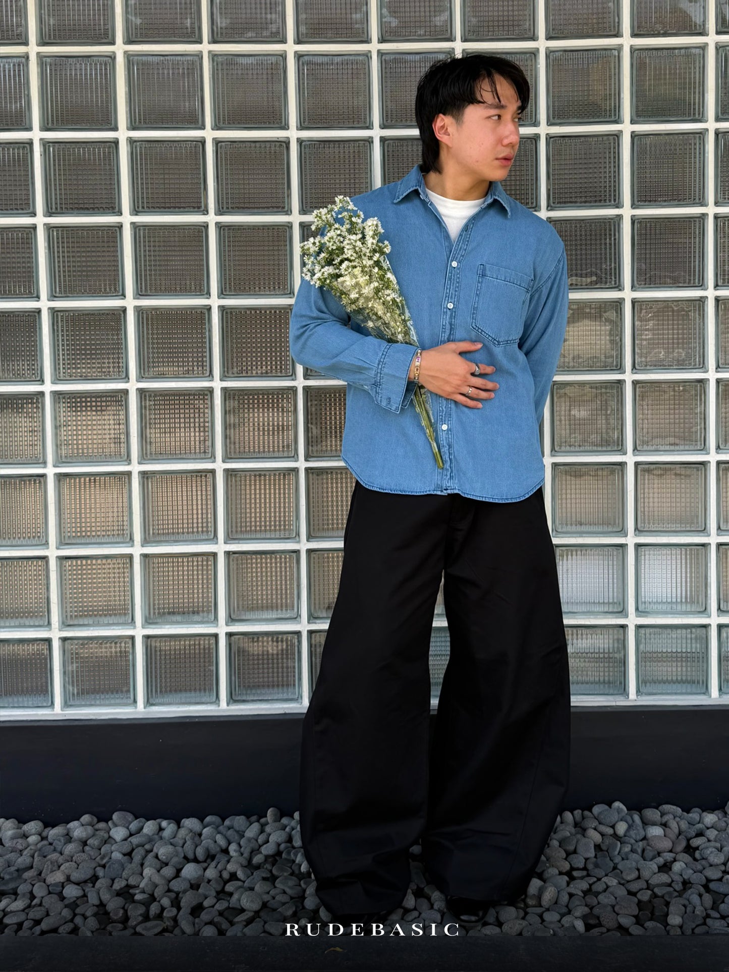 RUDEBASIC - Valentin Denim Overshirt | Cotton Denim | Kemeja denim | Kemeja jeans | Kemeja unisex
