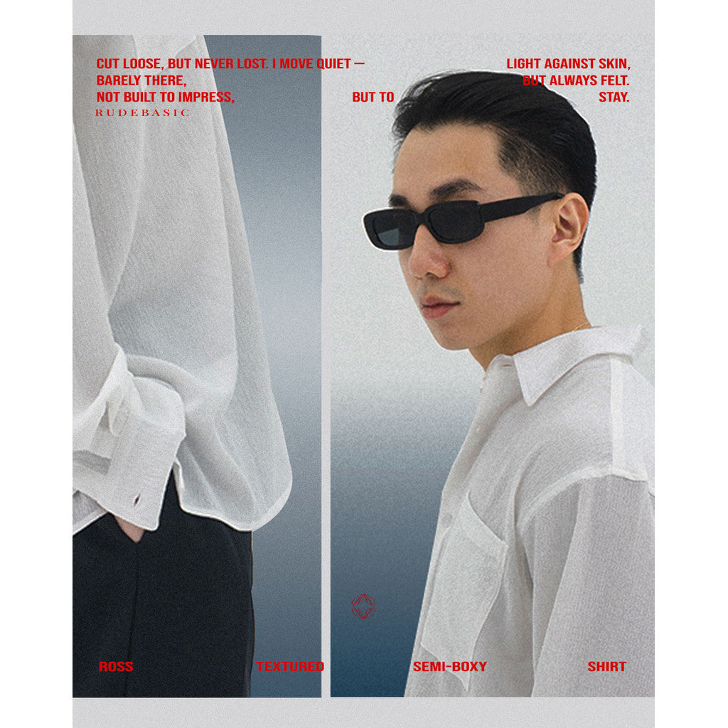 RUDEBASIC - ROSS Textured Semi Boxy Shirt | Kemeja Pria | Kemeja putih