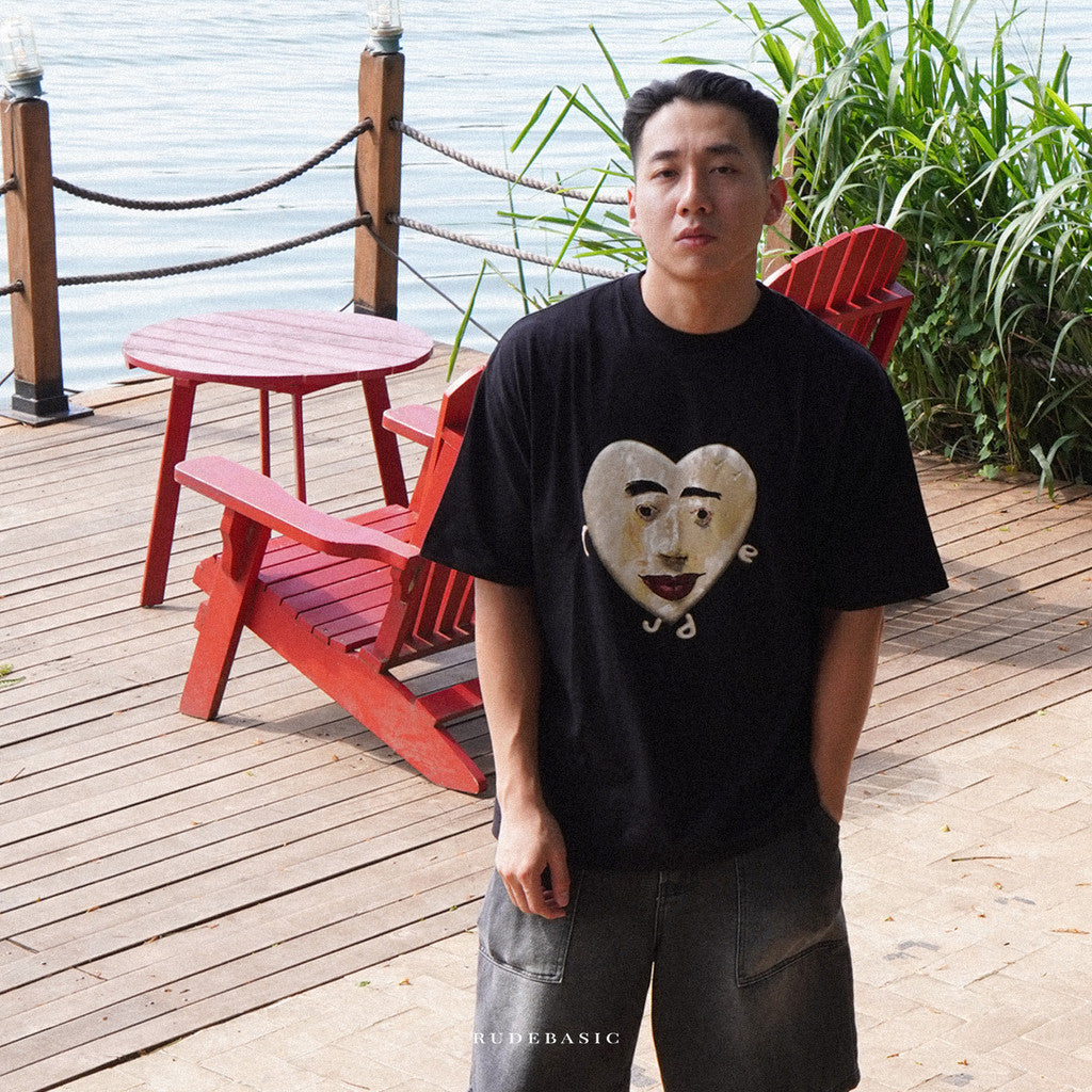 RUDEBASIC - Uglie Rudie Oversized Tee | Heavy Weight Cotton | Kaos Oversize | Kaos Hitam Pria