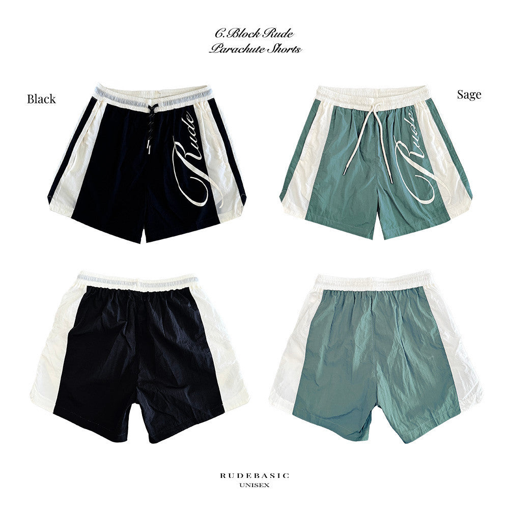 RUDEBASIC - Block Rude Parachute Shorts | Celana pendek | Celana Olahraga | Celana parasut | Celana unisex