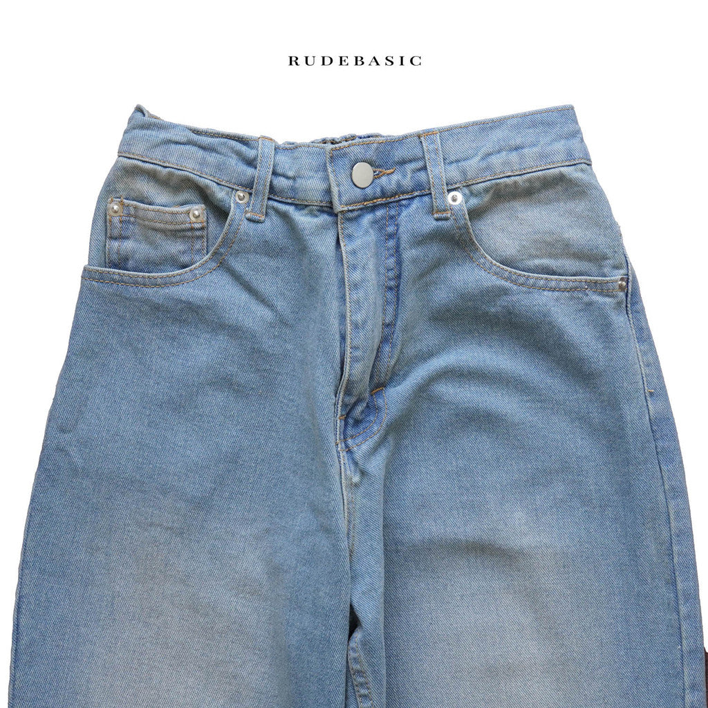 Rudebasic - Light Blue Monogram Semi Flare Jeans | Celana Jeans Panjang