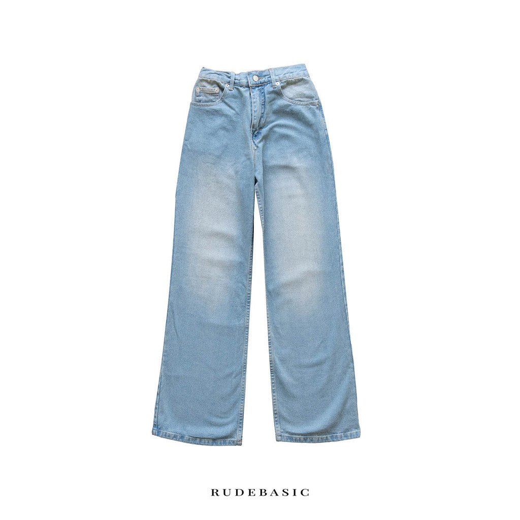 Rudebasic - Light Blue Monogram Semi Flare Jeans | Celana Jeans Panjang