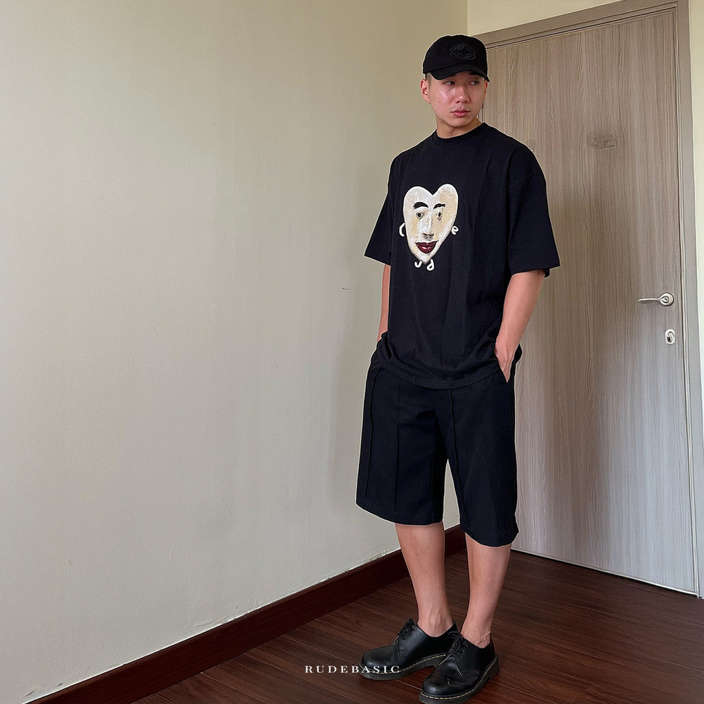 RUDEBASIC - Uglie Rudie Oversized Tee | Heavy Weight Cotton | Kaos Oversize | Kaos Hitam Pria
