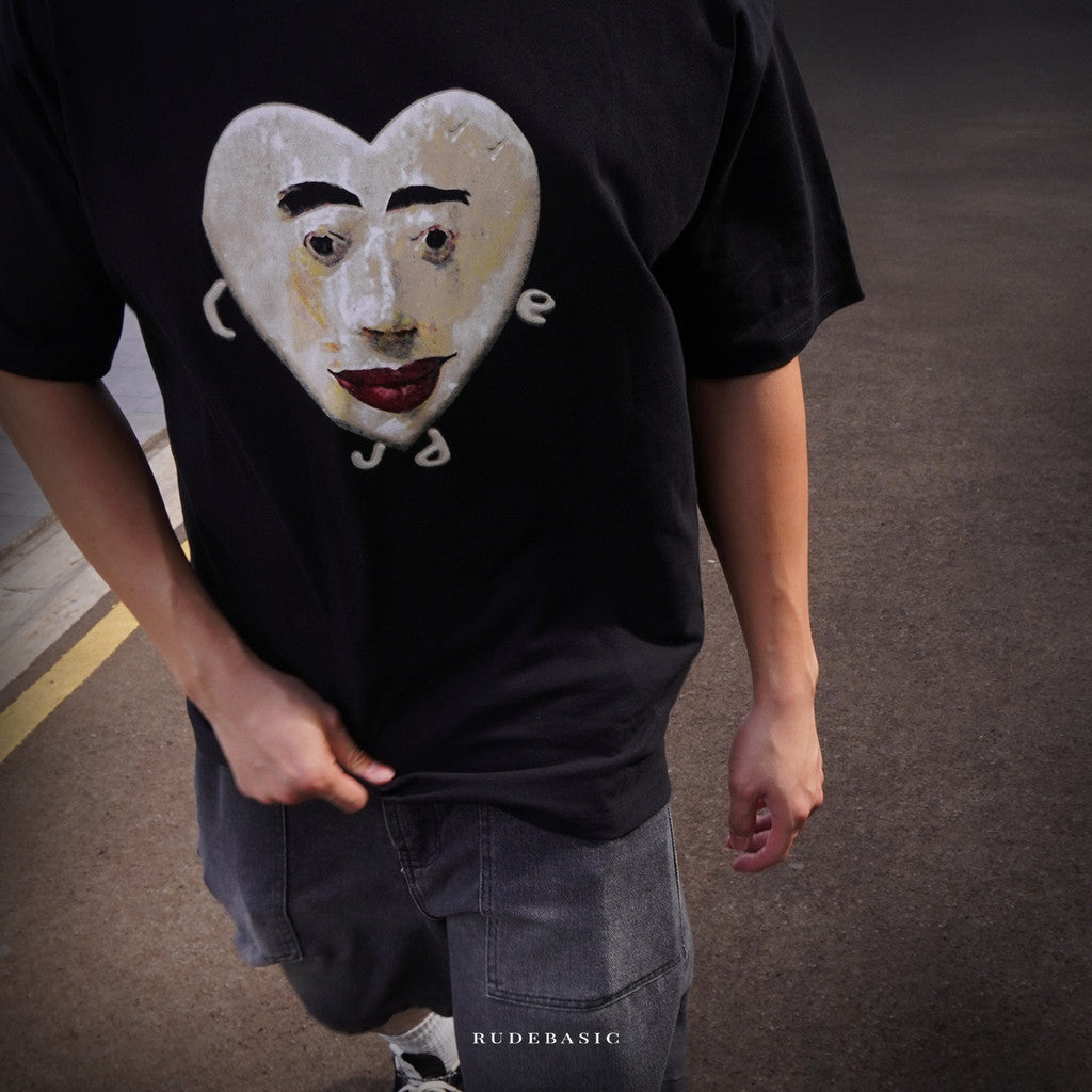 RUDEBASIC - Uglie Rudie Oversized Tee | Heavy Weight Cotton | Kaos Oversize | Kaos Hitam Pria